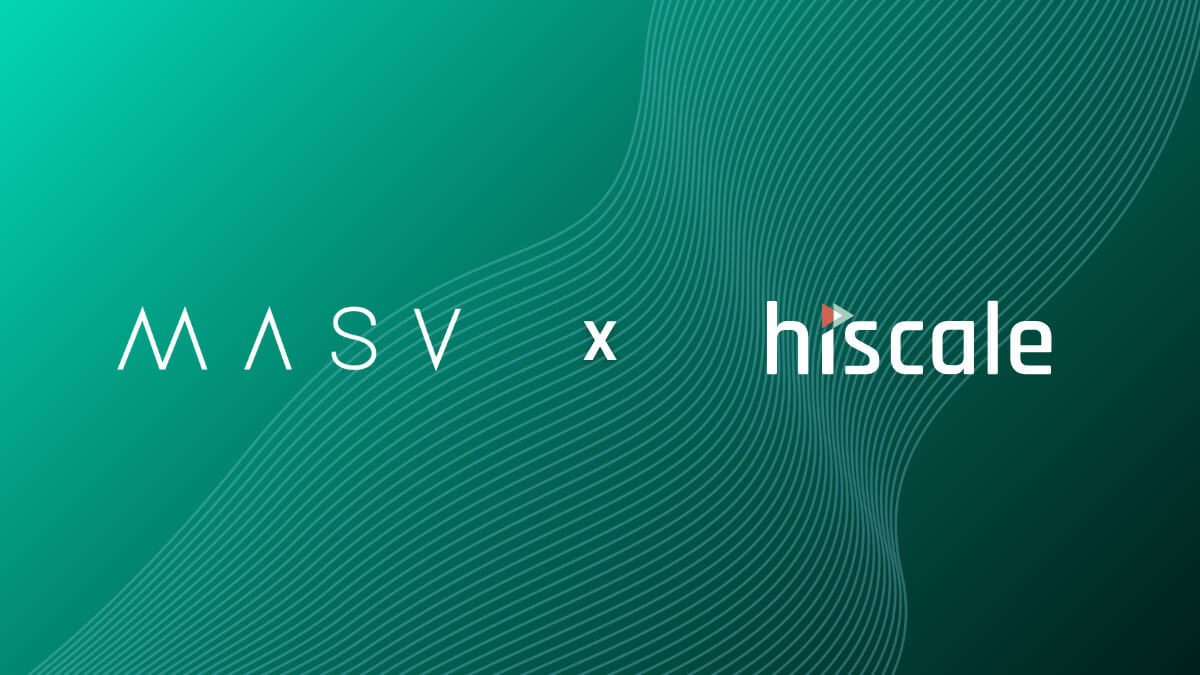 MASV integrates with Hiscale for enhanced media asset workflows. Hiscale logo featured.