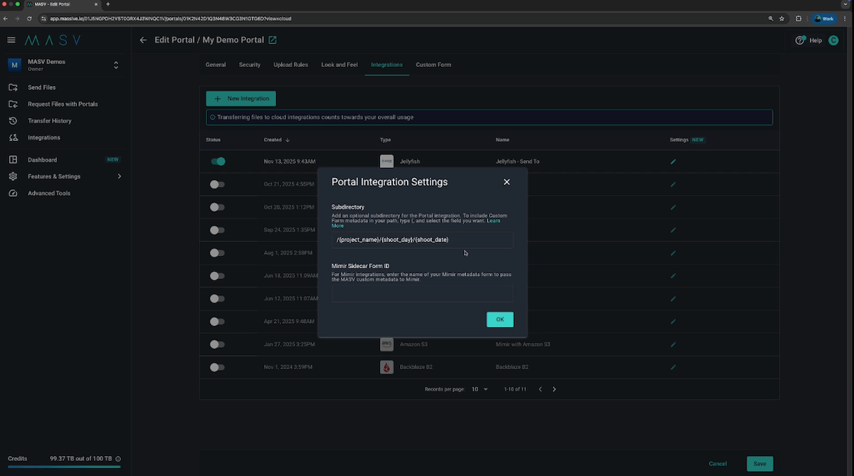 MASV File Routing: Dynamic package routing configuration in MASV product update, role-based S3 access setup.