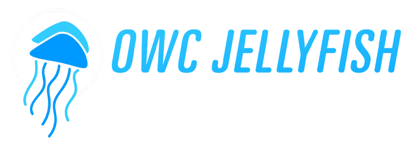 OWC Jellyfish logo. Blue jellyfish graphic inside a white circle. OWC Jellyfish text.